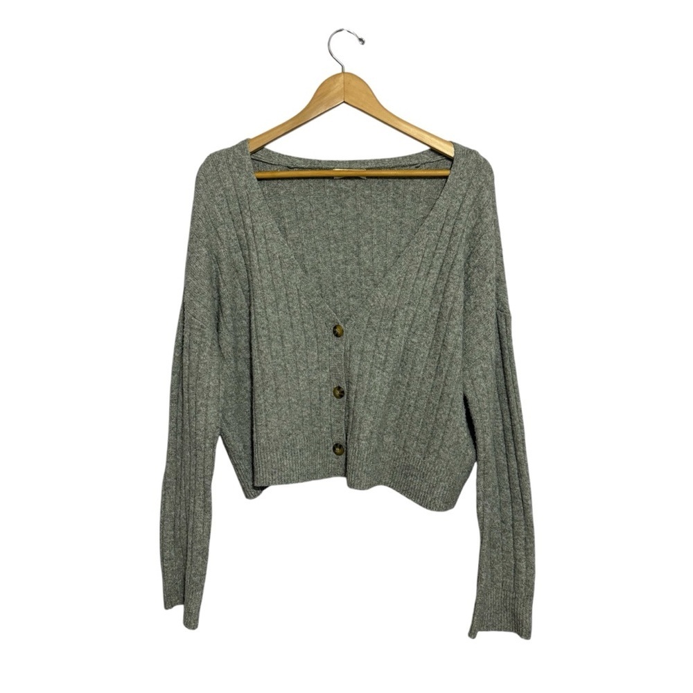 Jolie & Joy Cardigan Button Down Gray V-Neck Women’s Size Large